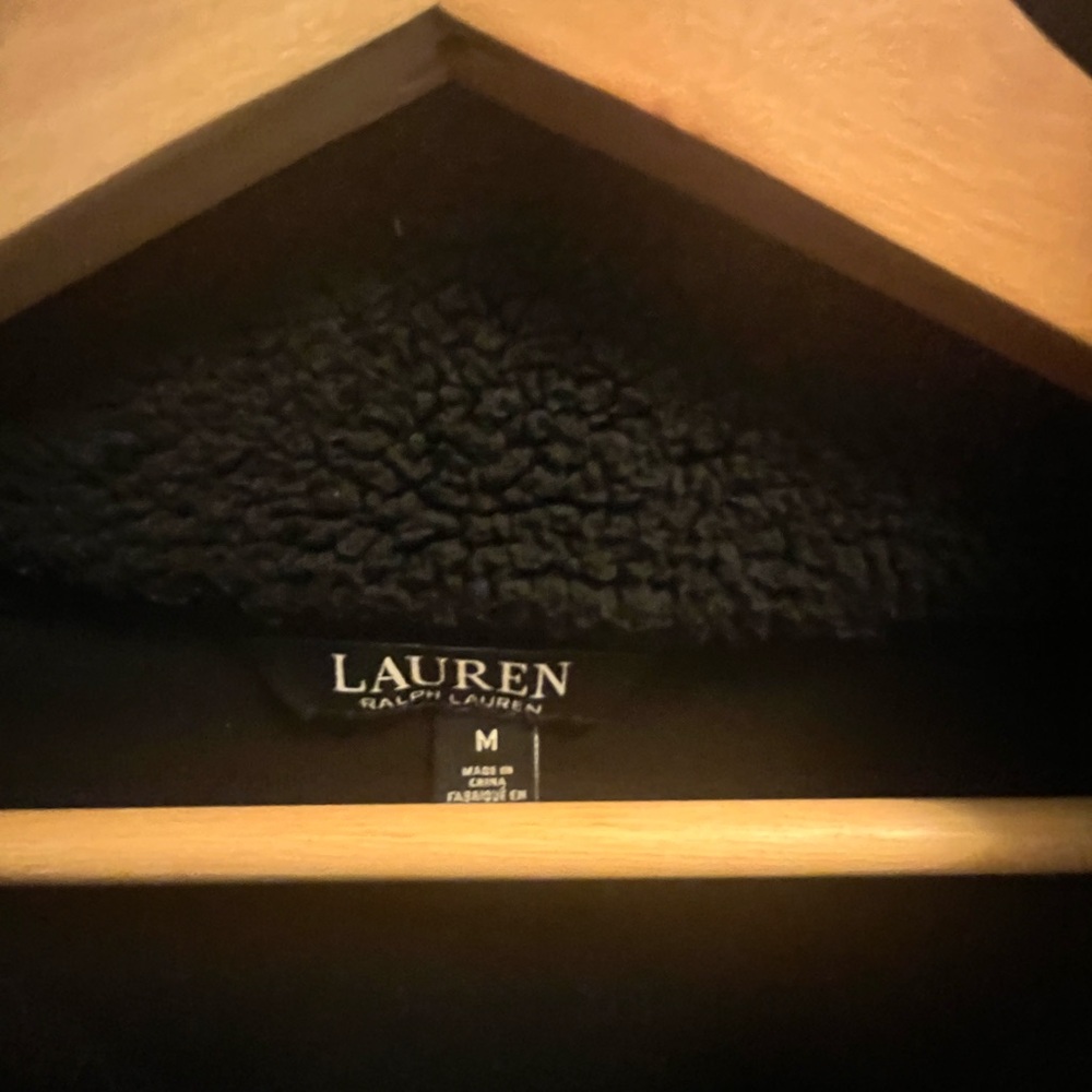 Ralph Lauren Faux-Shearling Full-Zip Jacket Polo Black Size m MSRP $145 - Picture 4 of 4